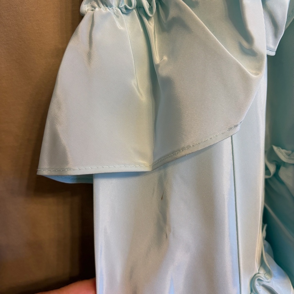 Light Blue Ruffled Strap Maxi Dress - Picture 9 of 11